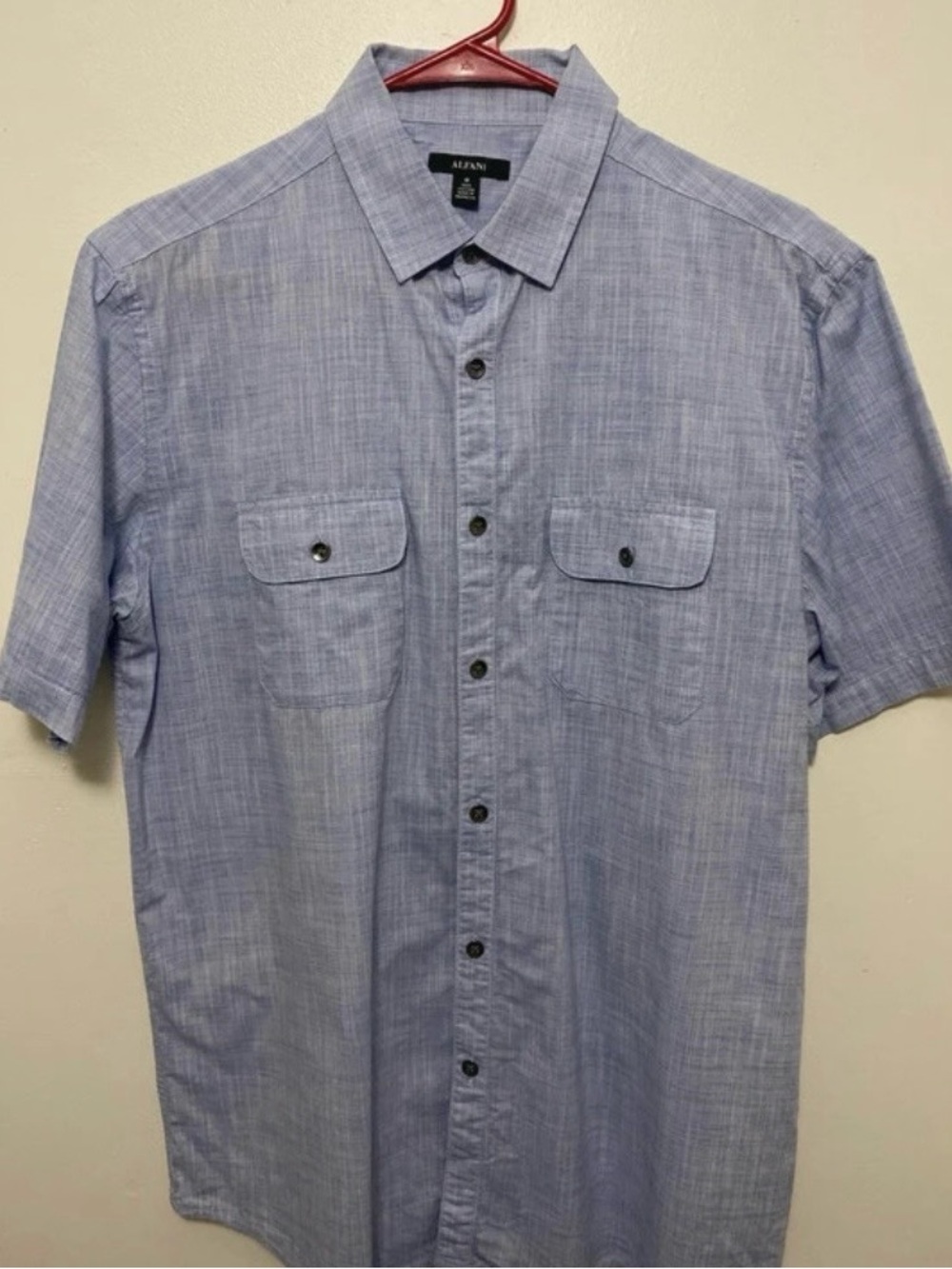 Alfani Light Blue Short-Sleeve Button-Down Shirt